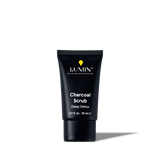 Lumin men’s charcoal scrub deep detox facial cleanser tube 1.01 fl oz black skincare product