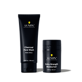 Lumin men's skincare charcoal face wash 100ml and extra strength moisturizer 50ml for daily detox and hydration