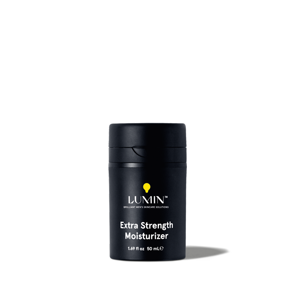 Lumin Extra Strength Moisturizer 50ml black bottle men's skincare hydrating cream for dry skin.