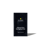 Lumin charcoal pore declogging nose strip for men's skincare, single-use blackhead remover strip packet.